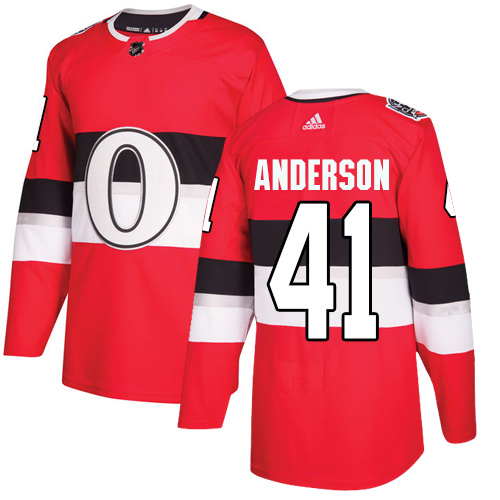 Adidas Senators #41 Craig Anderson Red Authentic 100 Classic Stitched NHL Jersey - Click Image to Close